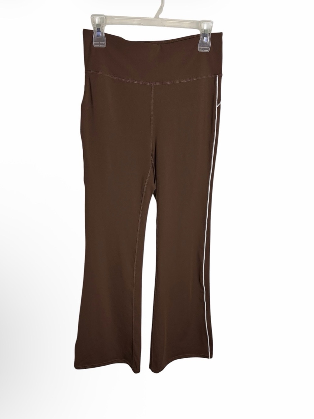OTOS brown with white piping flare leg leggings size L